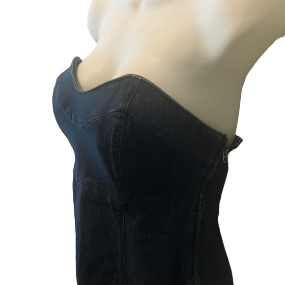 Y2K JUICY COUTURE Denim Strapless Mini Dress Smocked Back Stretch M Bachelorette - Picture 4 of 8